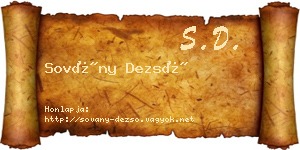 Sovány Dezső névjegykártya